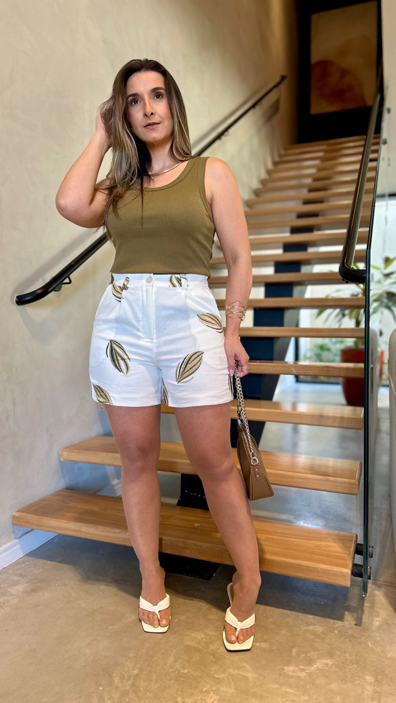 Short Linho Bordado Alice