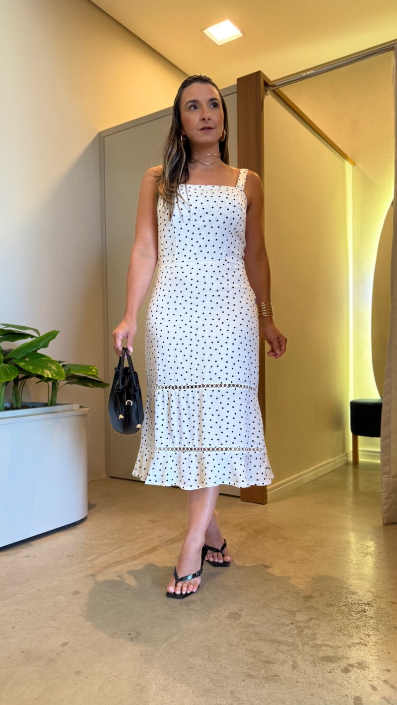 Vestido Midi Poá Alice