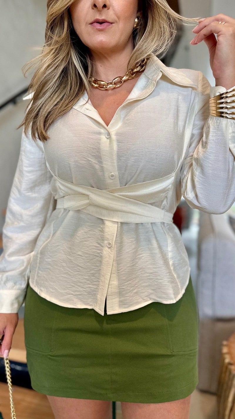 Camisa Manga Longa Com Amarração Flay