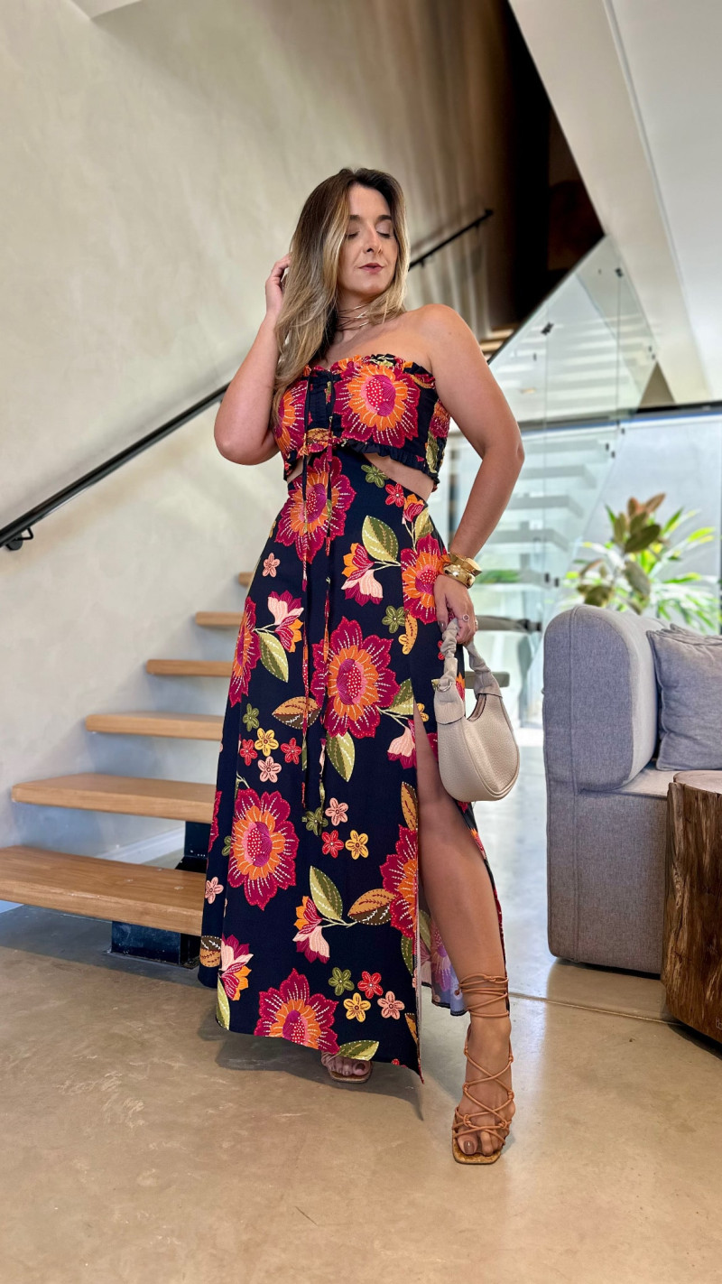 Vestido Longo Abertura Na Cintura Fran