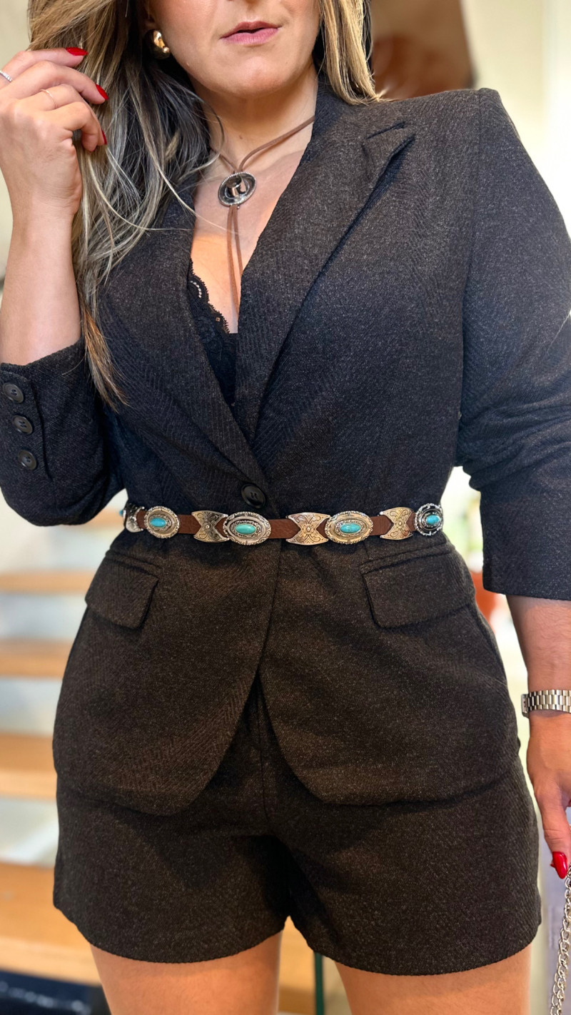 Blazer Com Ombreira Jacquard 