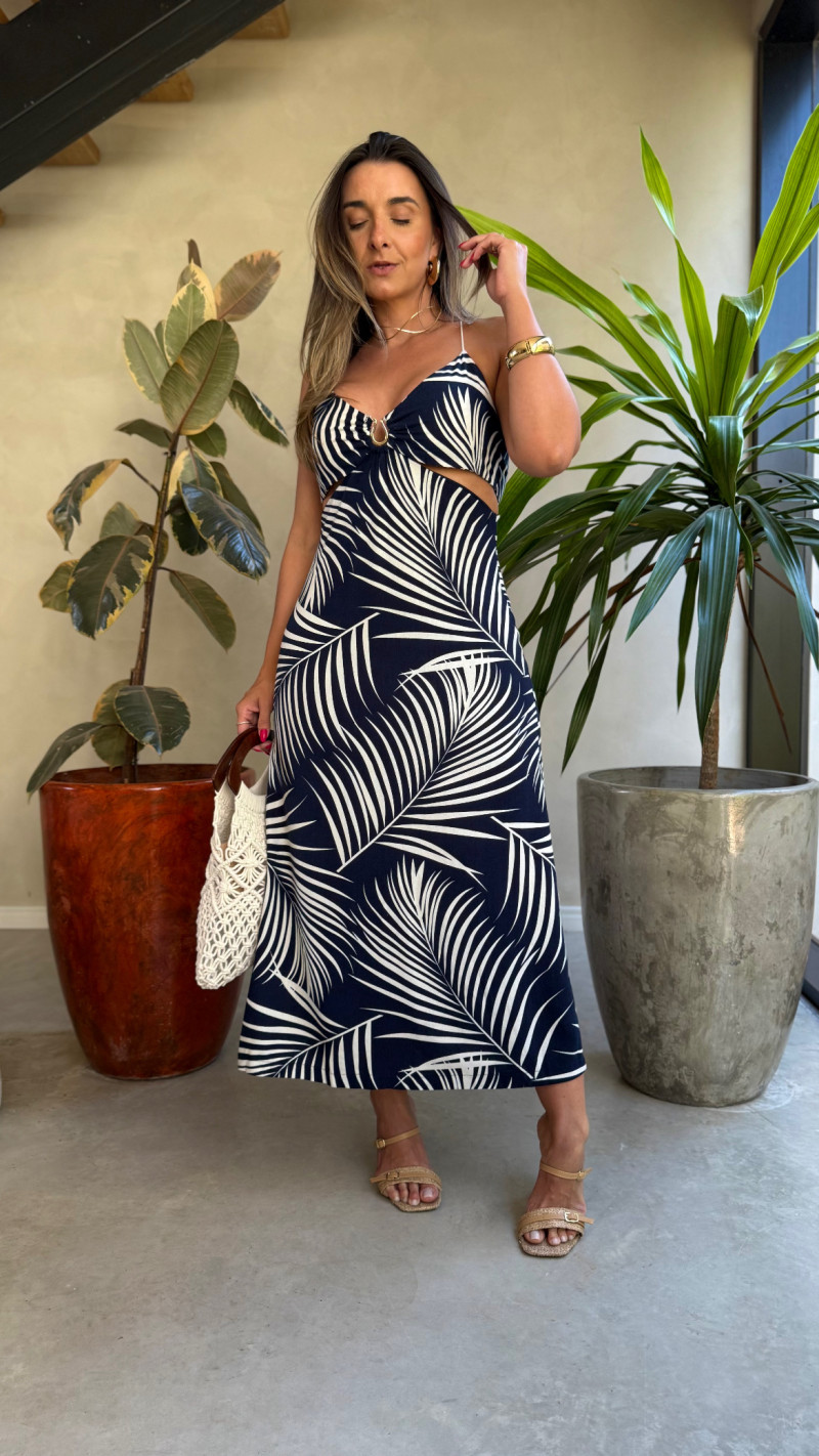 Vestido Midi Abertura Na Cintura Samy