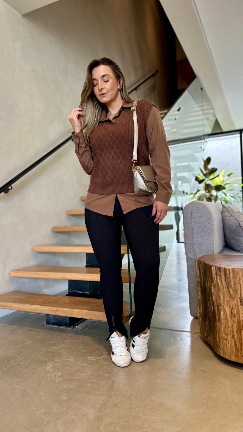 Camisa Com Suéter Tricot Sabrina