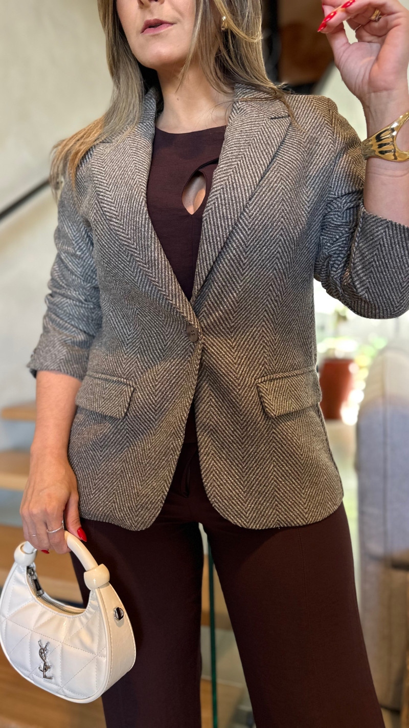 Blazer Com Ombreira Jacquard 