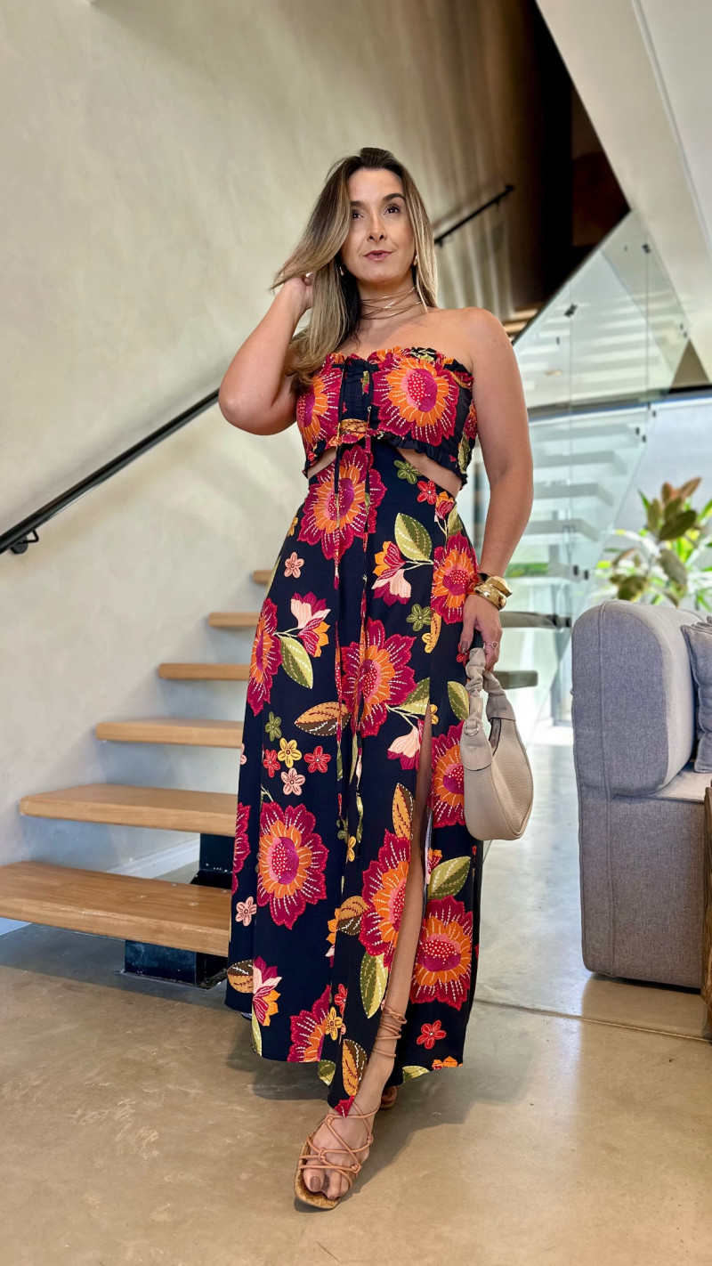 Vestido Longo Abertura Na Cintura Fran