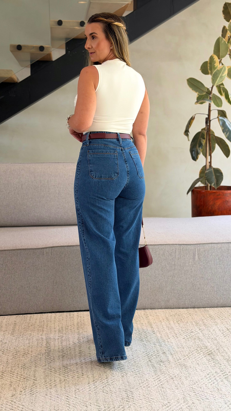 Calça Jeans Wide Reta Yas