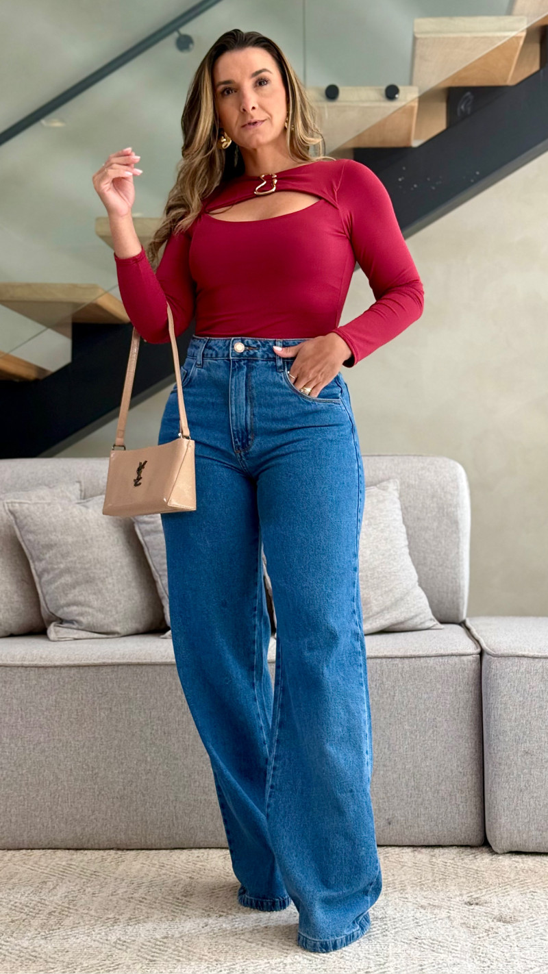 Calça Jeans Wide Leg Emilly