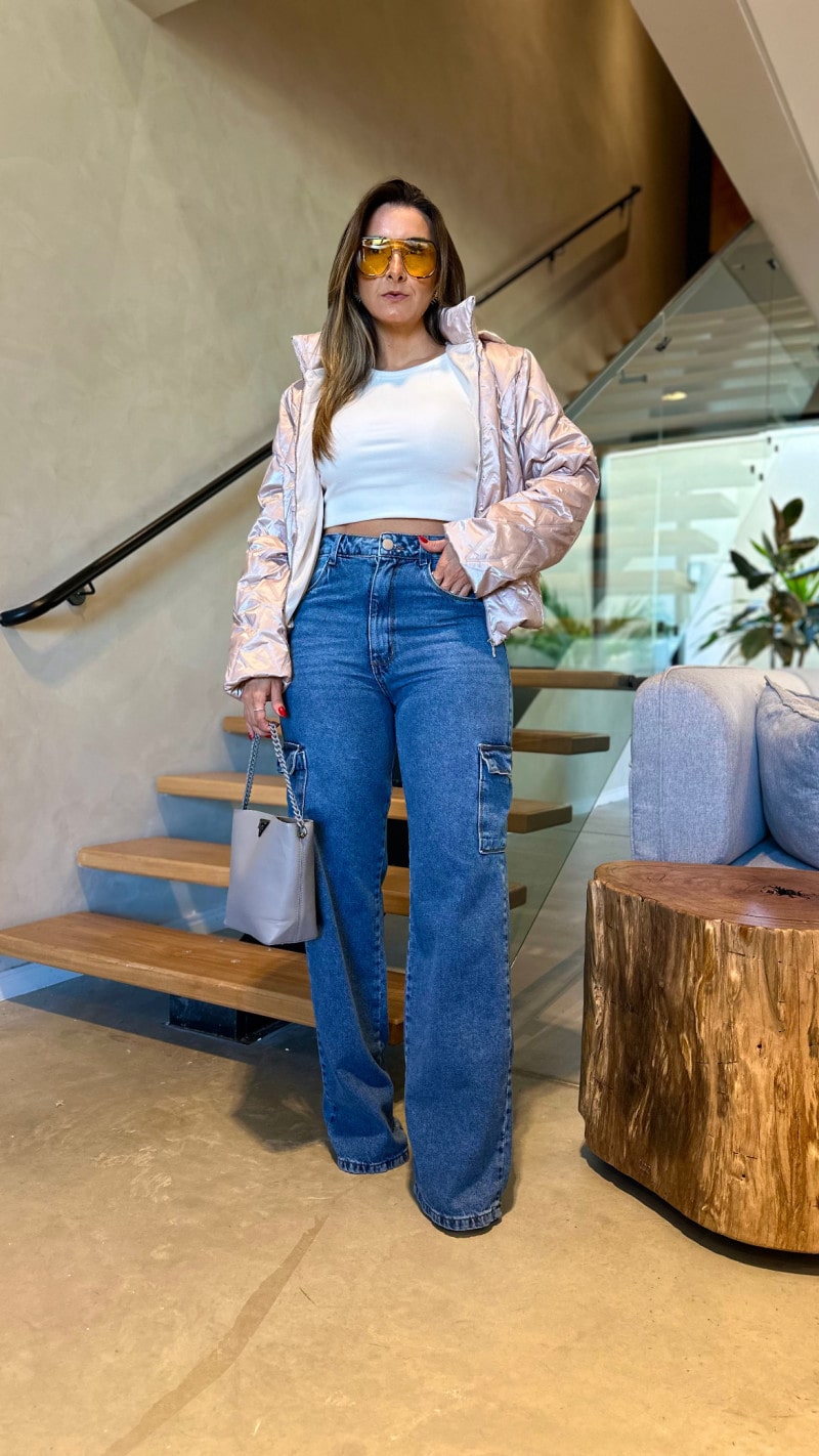 Calça Jeans Reta Cargo Tamy