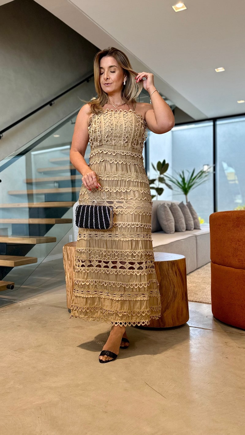 Vestido Midi Detalhe Guipir Maysa