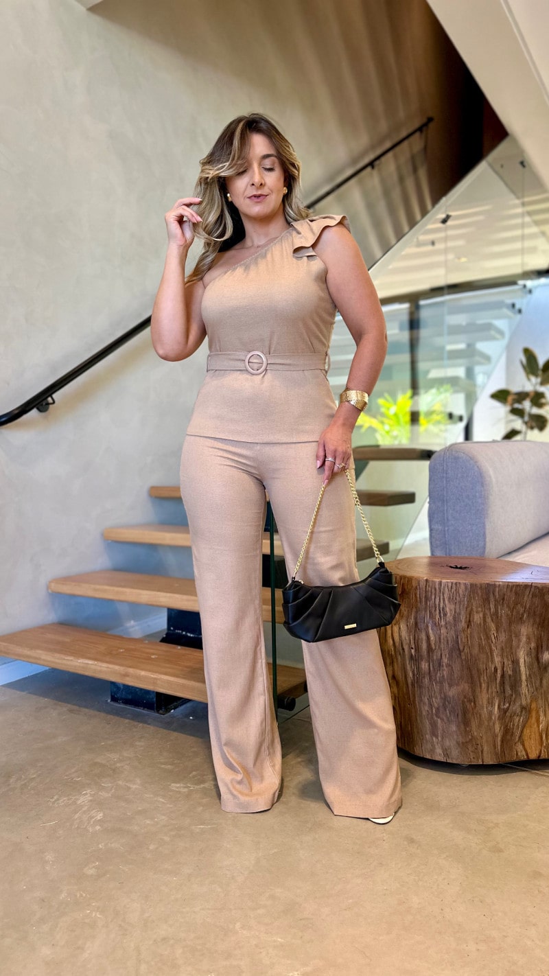 Conjunto Blusa E Calça Linho Com Elastano Flay