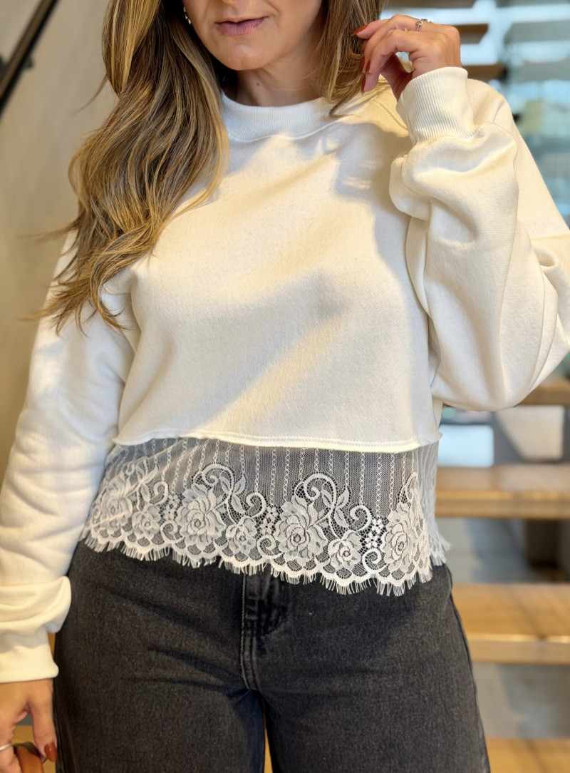 Blusa Moletom C/ Renda Michele