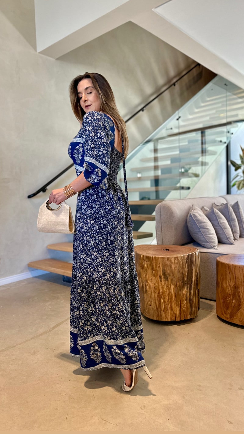 Vestido Midi Manga 3/4 Lavinia