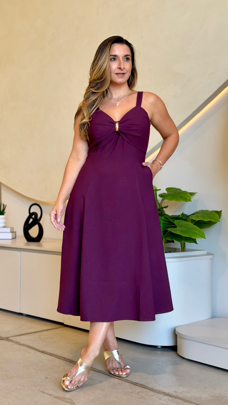 Vestido Midi Detalhe Busto Julia 