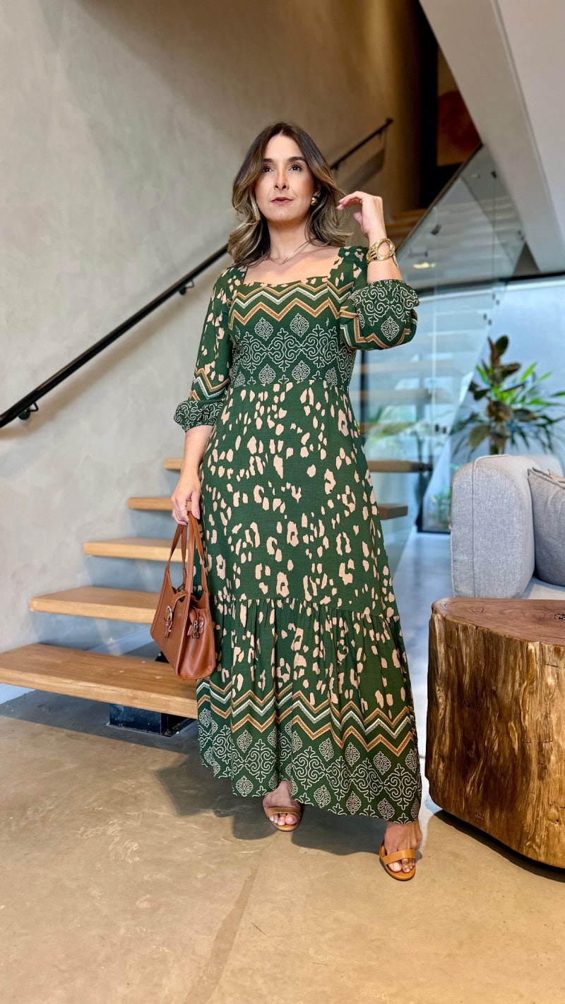 Vestido Midi Manga 3/4 Sarah