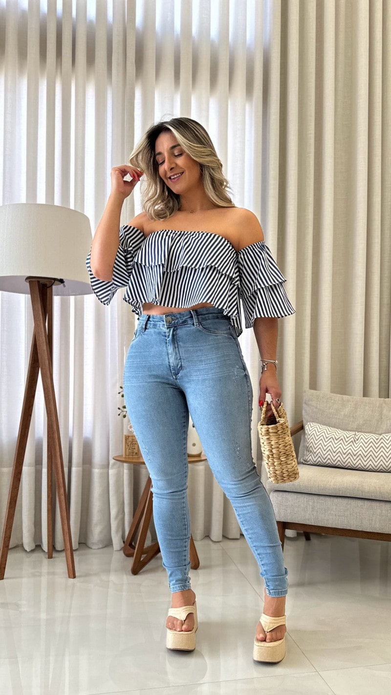 Cropped Listrado Mia