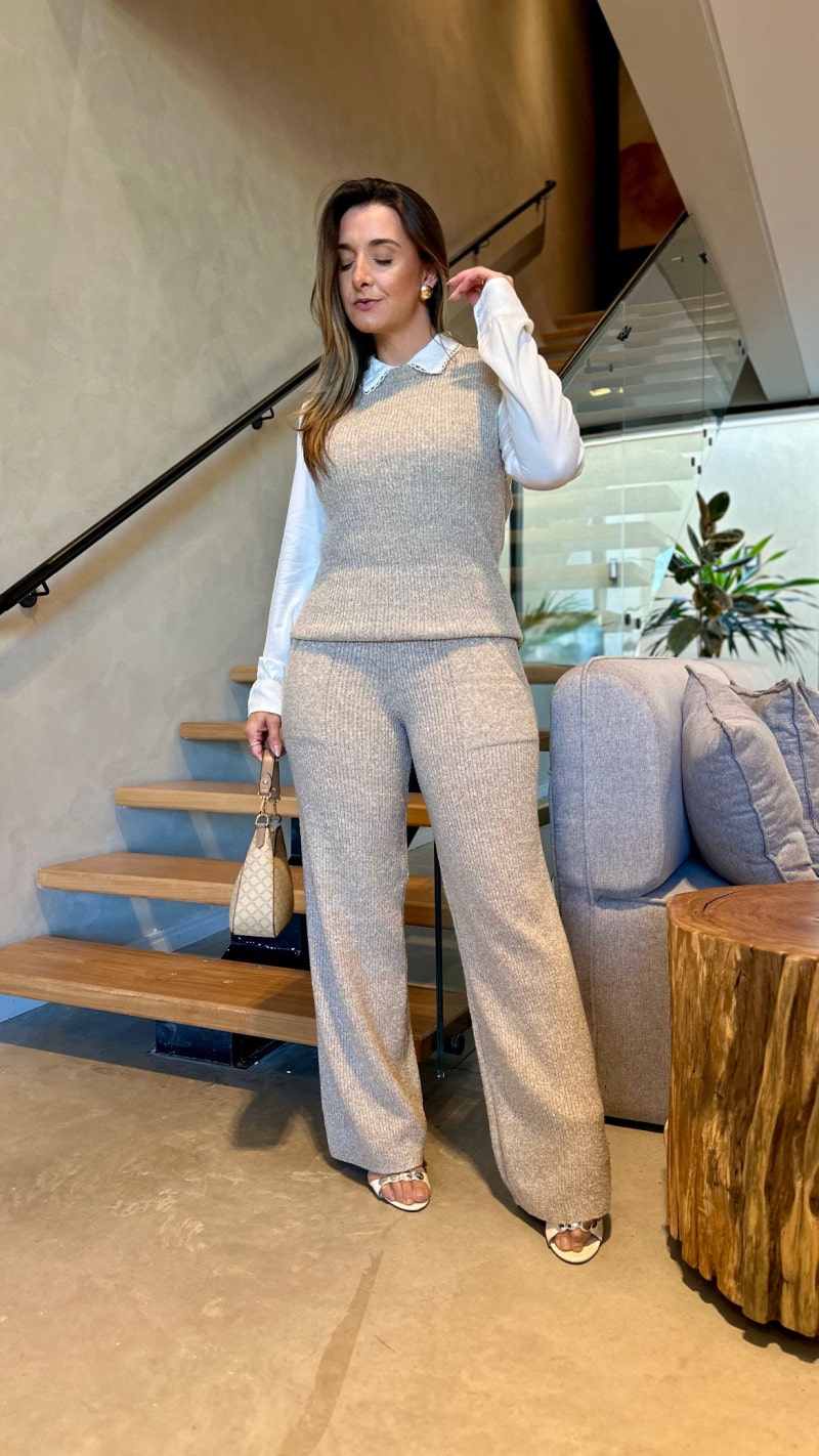 Conjunto Colete E Calça Tricot Fer