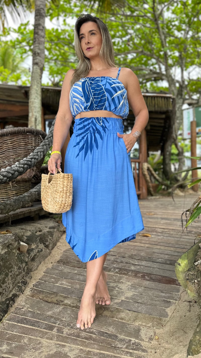 Conjunto Saia Midi E Cropped Lais