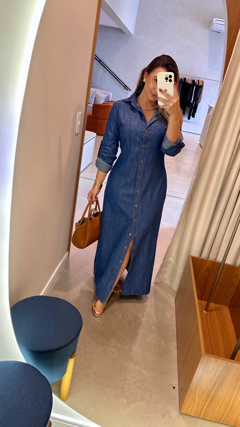 Vestido Chamise Longo Jeans Mari