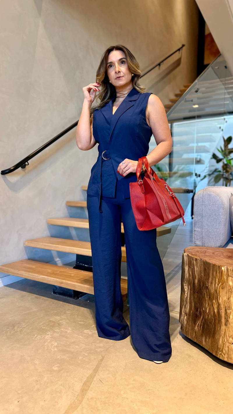 Conjunto Blusa Transpassada E Calça Fernanda
