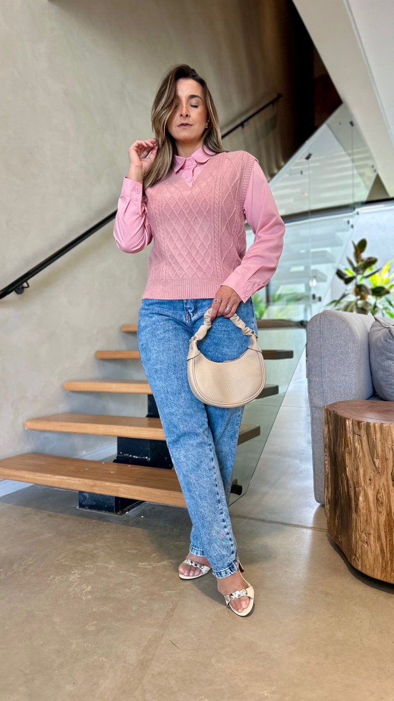 Camisa Com Suéter Tricot Sabrina