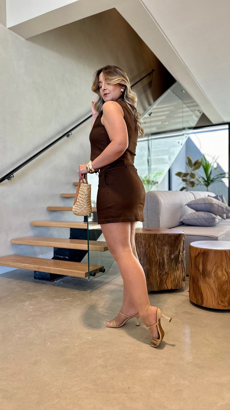 Conjunto Colete E Shortsaia Sarja Lais