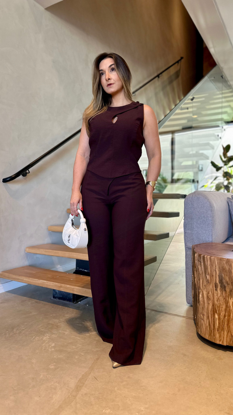 Conjunto Blusa E Calça Pantalona Kely
