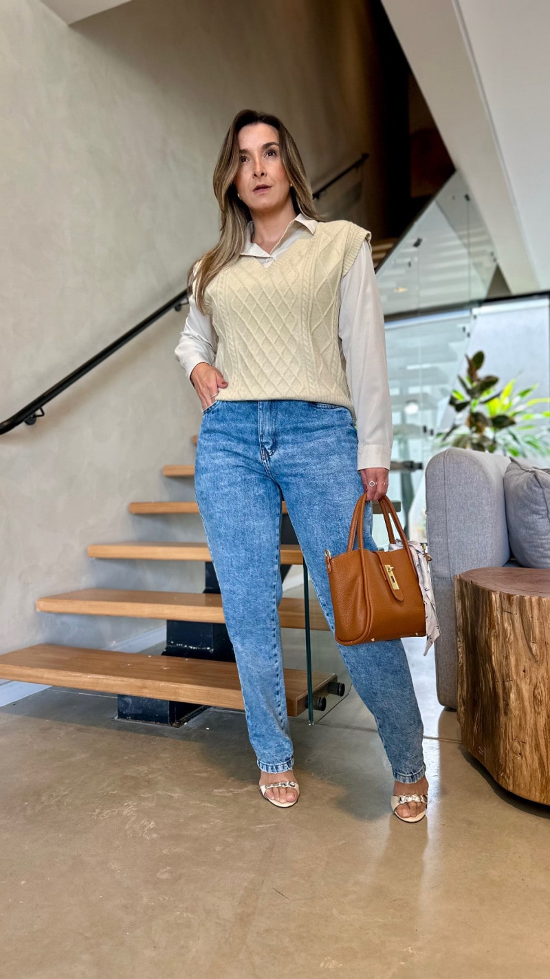 Camisa Com Suéter Tricot Sabrina