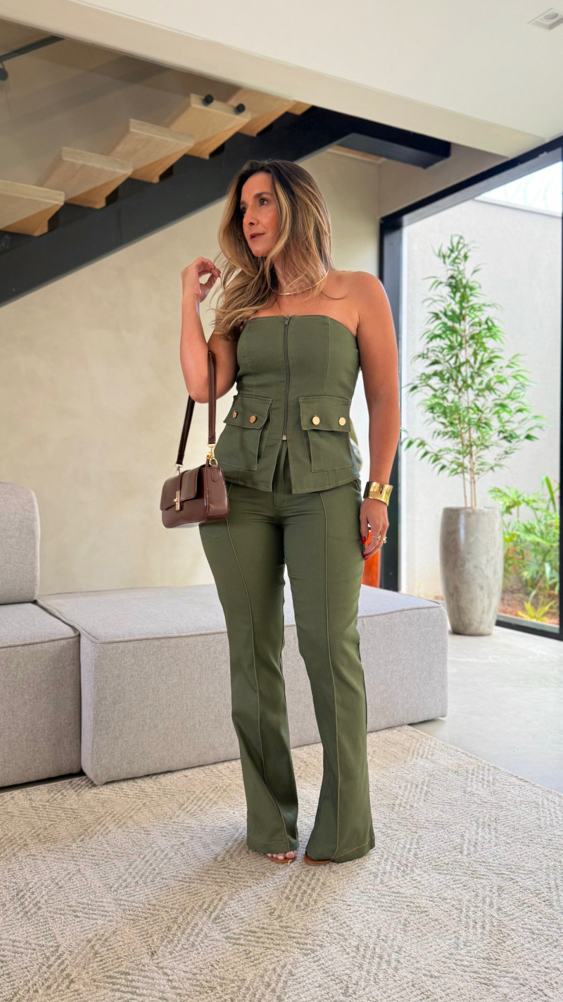 Conjunto Blusa E Calça Sarja Josi