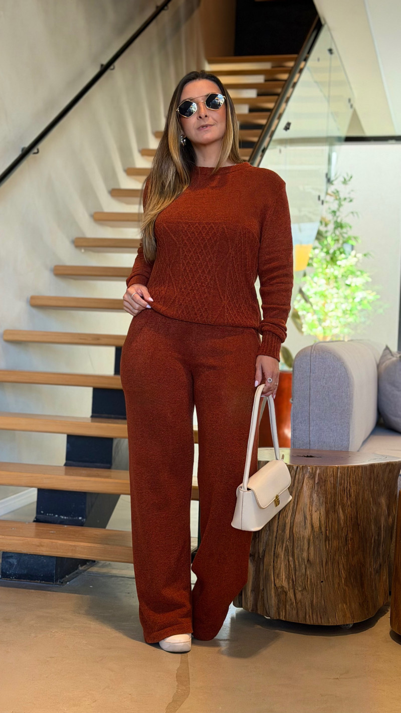 Conjunto Blusa E Calça Tricot Helena