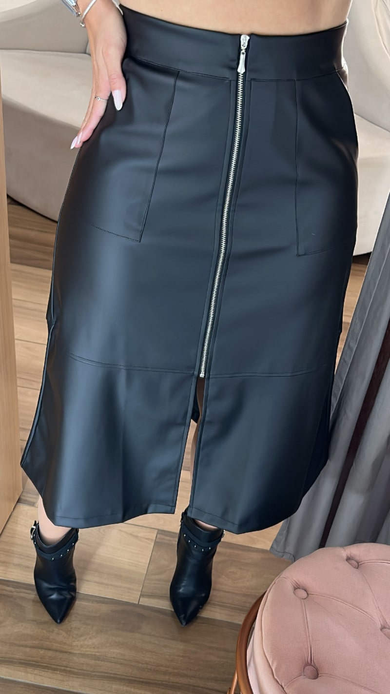 Saia Midi Couro