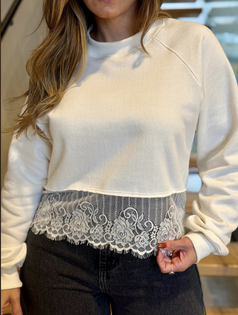Blusa Moletom C/ Renda Michele
