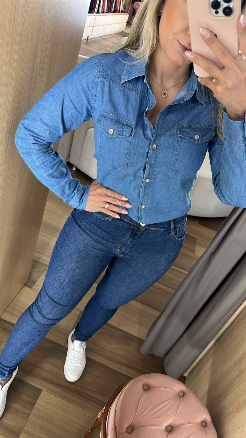 Camisa jeans gg discount