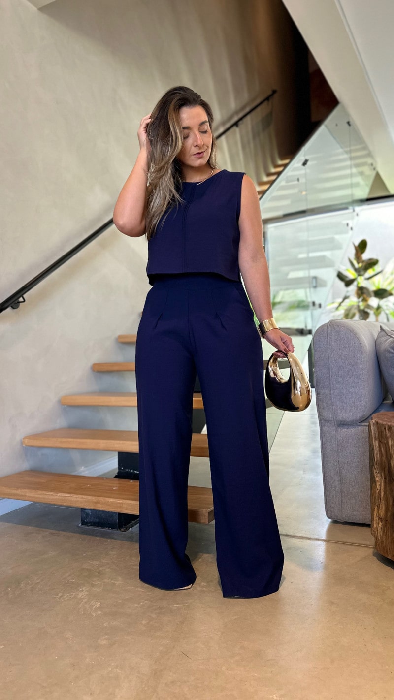 Conjunto Cropped E Calça Pantalona Dani