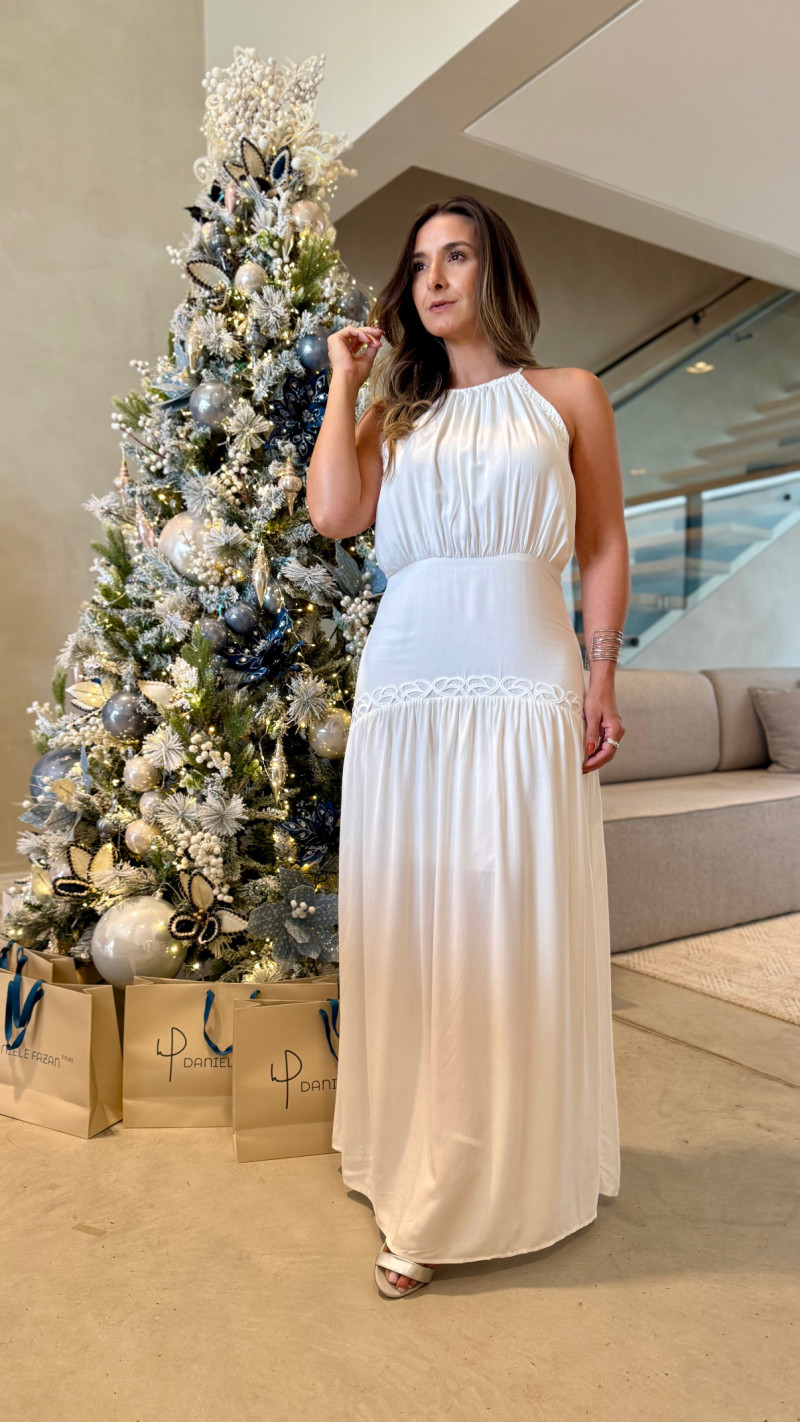 Vestido Longo Gola Alta Vitoria