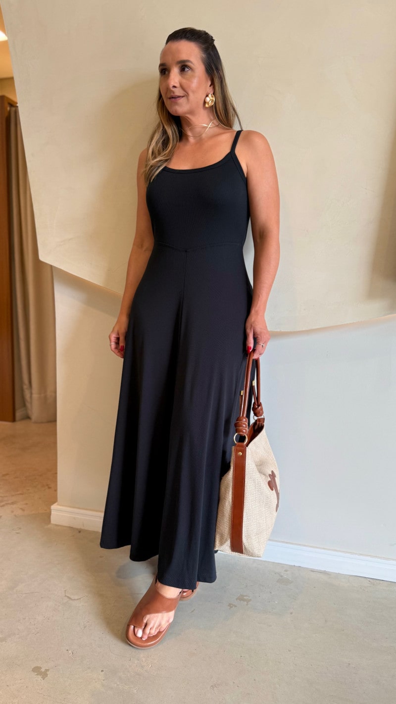 Vestido Midi Alcinha Canelado Bruna