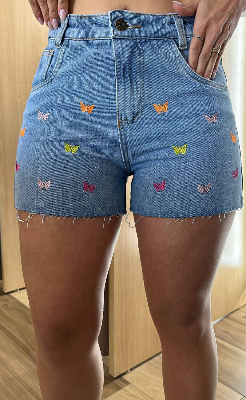 Short jeans com sale ziper na frente