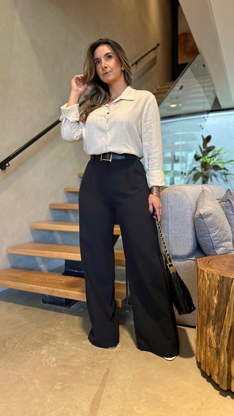 Calça Pantalona Com Cinto Melissa