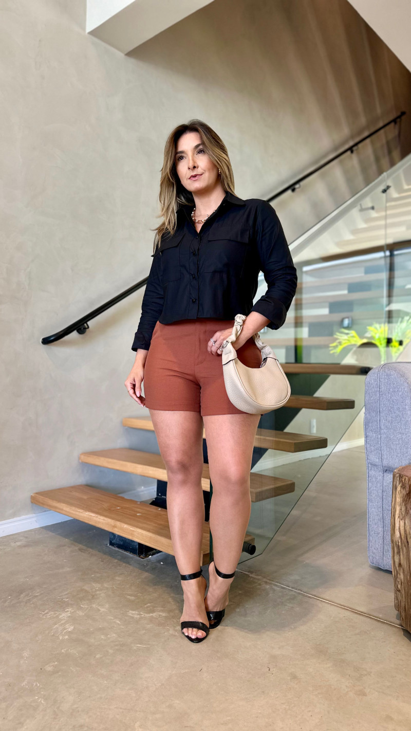Conjunto Colete E Short Linho Barbara