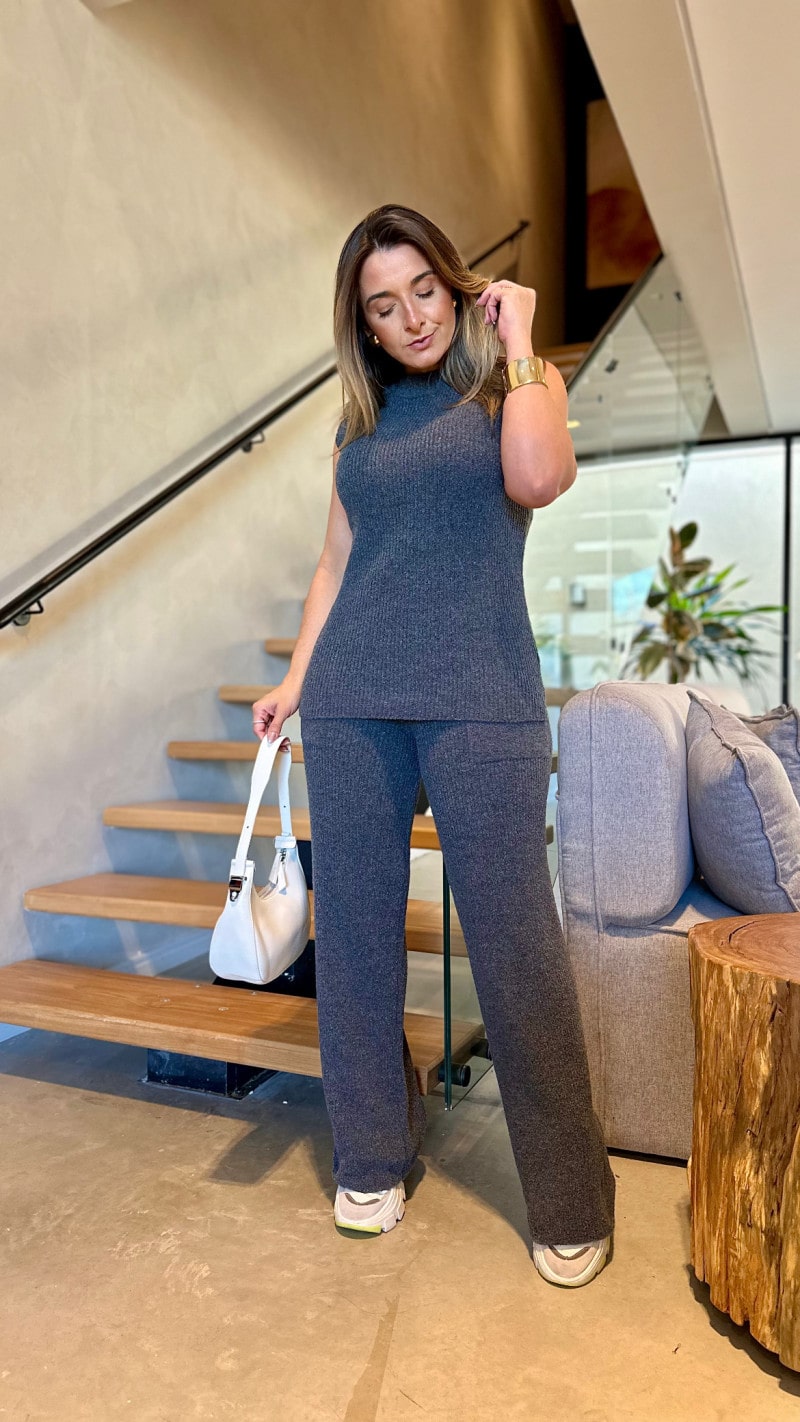 Conjunto Colete E Calça Tricot Fer