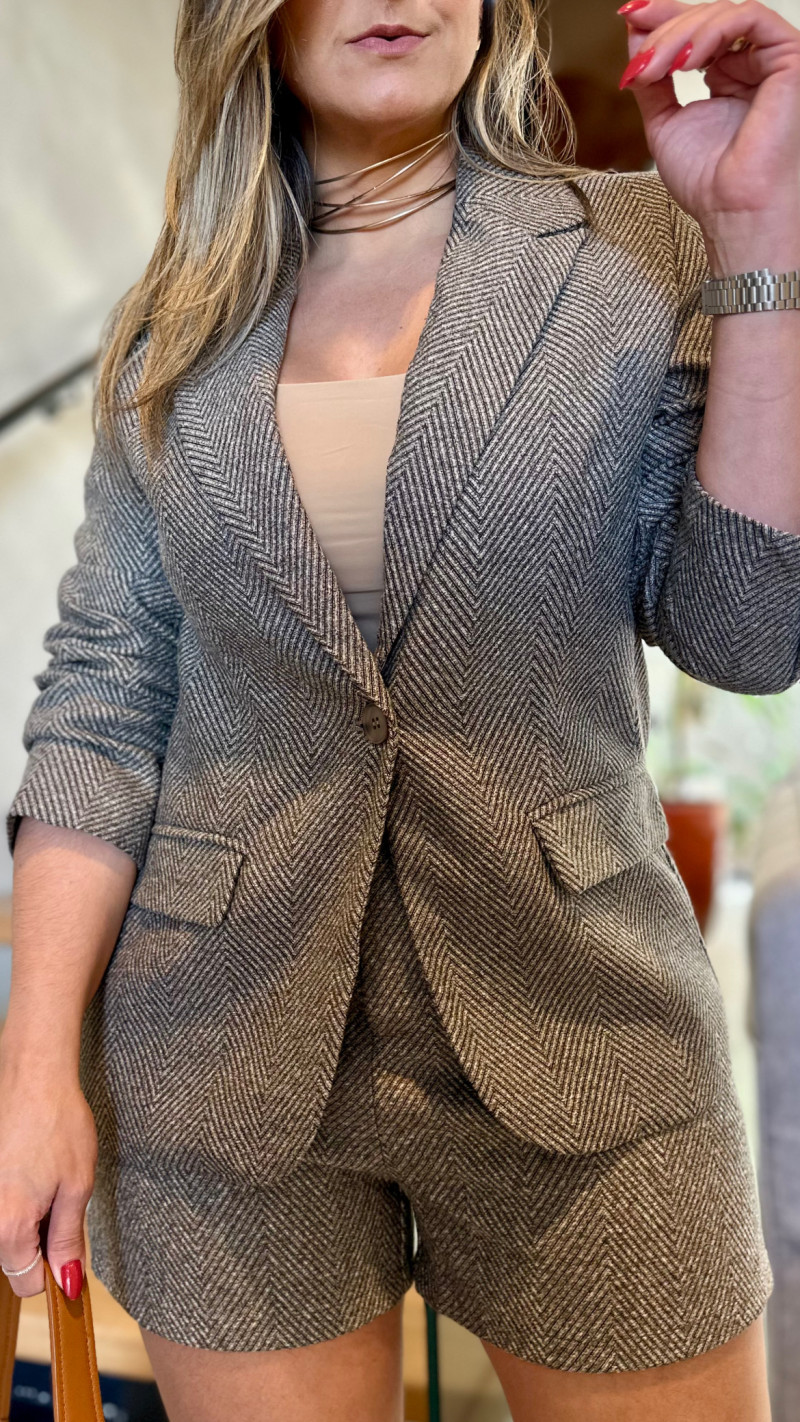 Blazer Com Ombreira Jacquard 