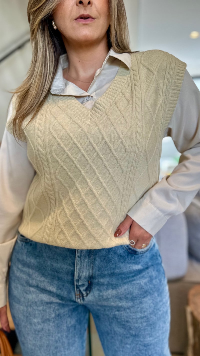 Camisa Com Suéter Tricot Sabrina