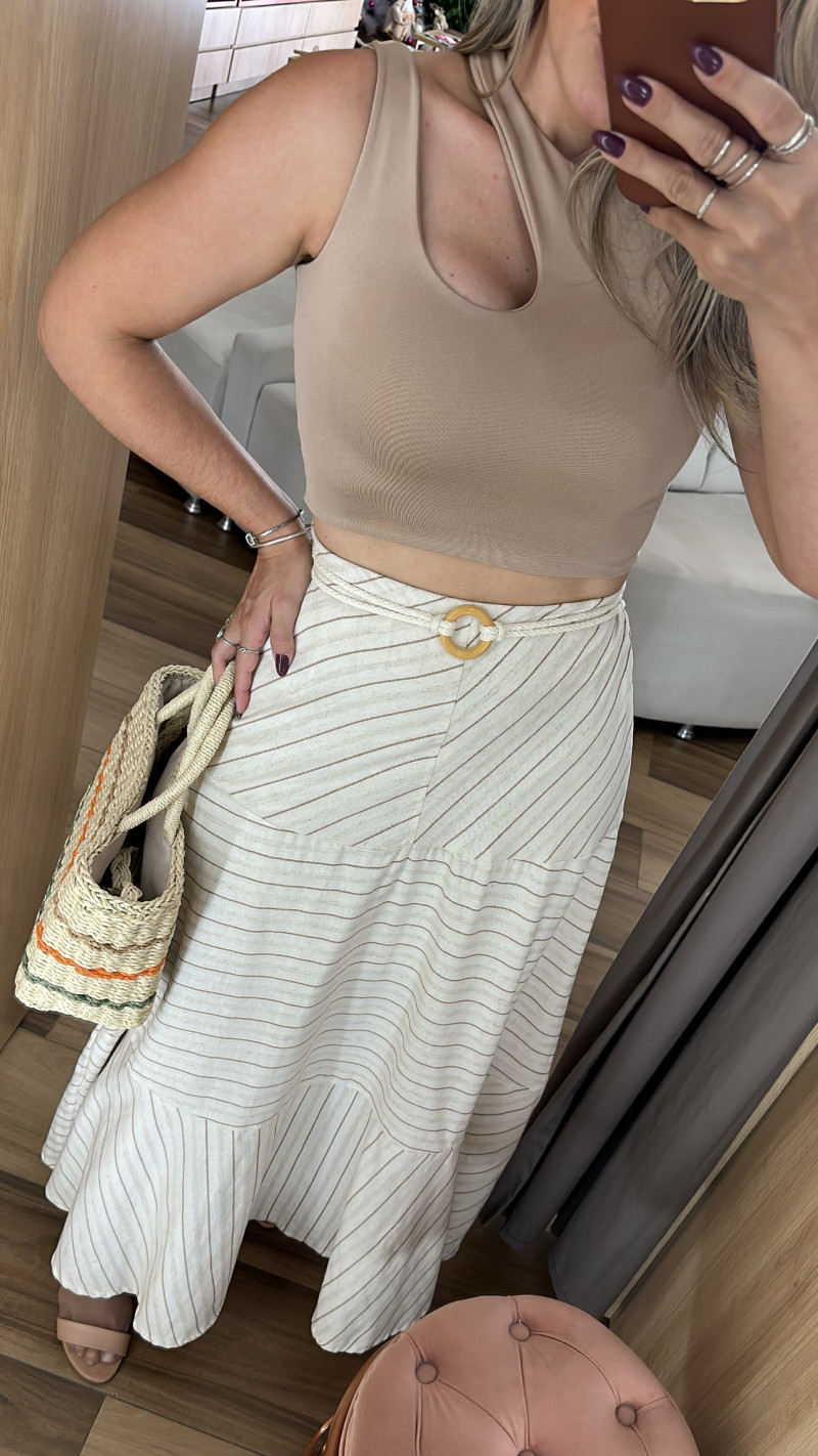 Saia Poppy-Nude-Tamanho Único