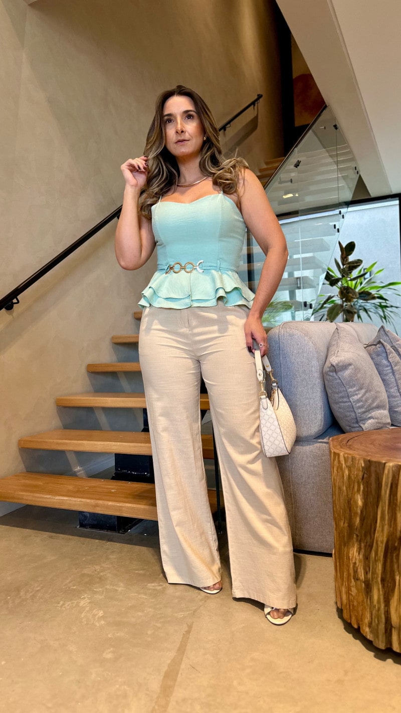 Calça Pantalona Com Cinto Melissa