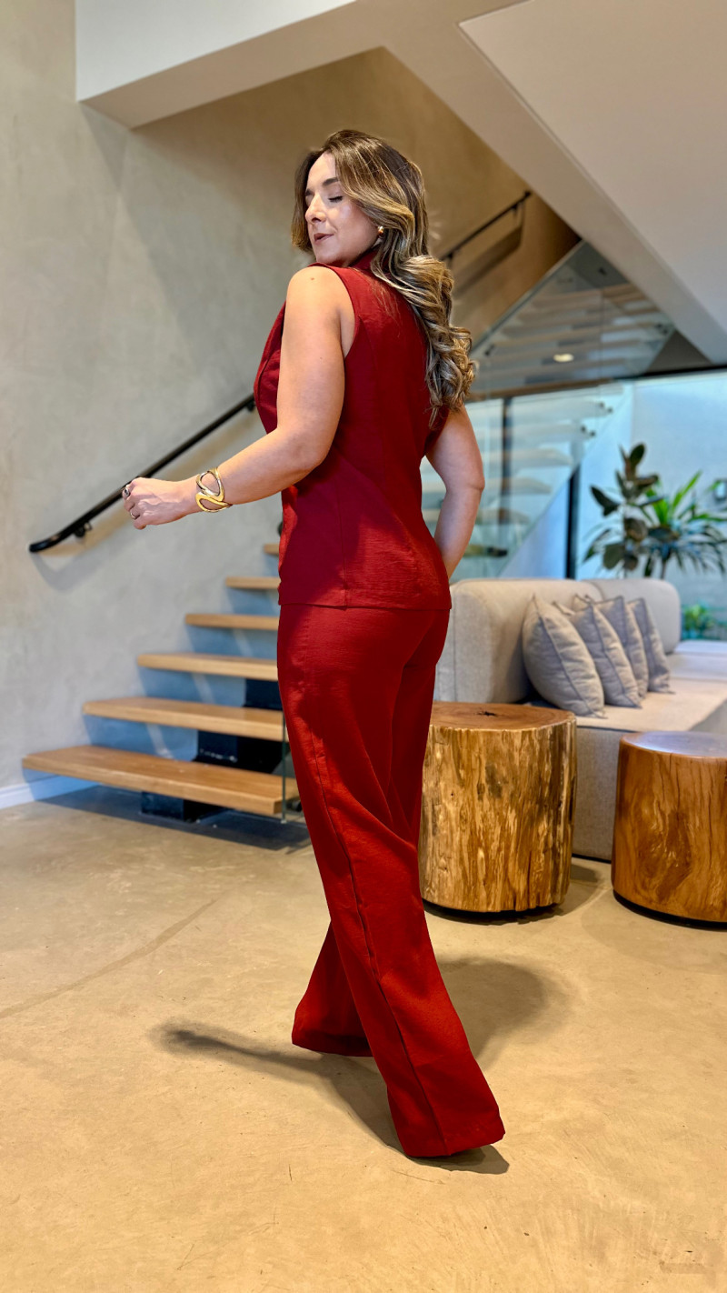 Conjunto Blusa Transpassada E Calça Fernanda