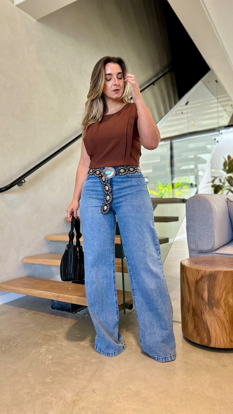 Calça Jeans Wide Leg Agata