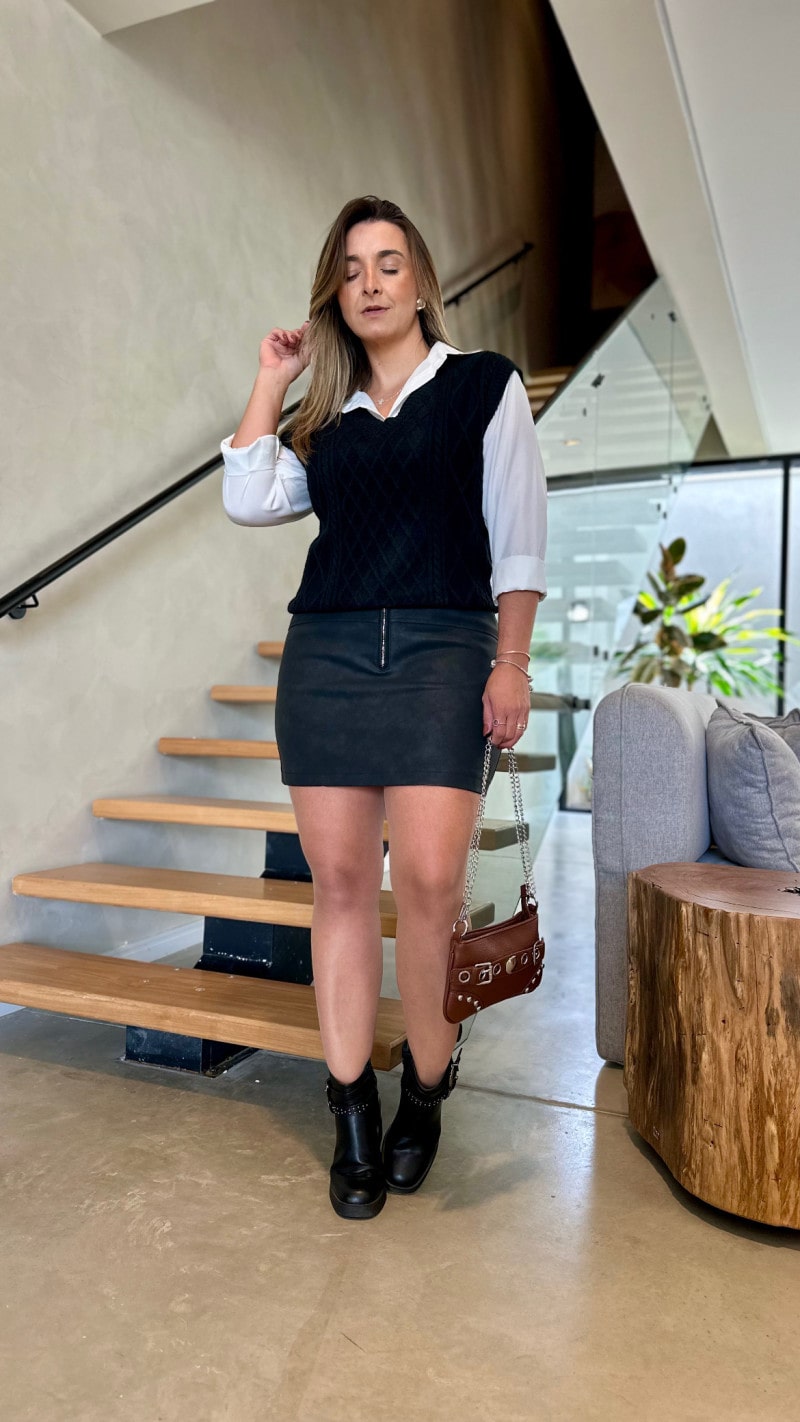 Camisa Com Suéter Tricot Sabrina