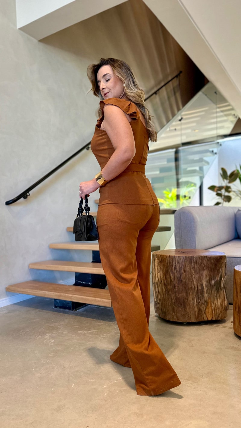 Conjunto Blusa E Calça Linho Com Elastano Flay