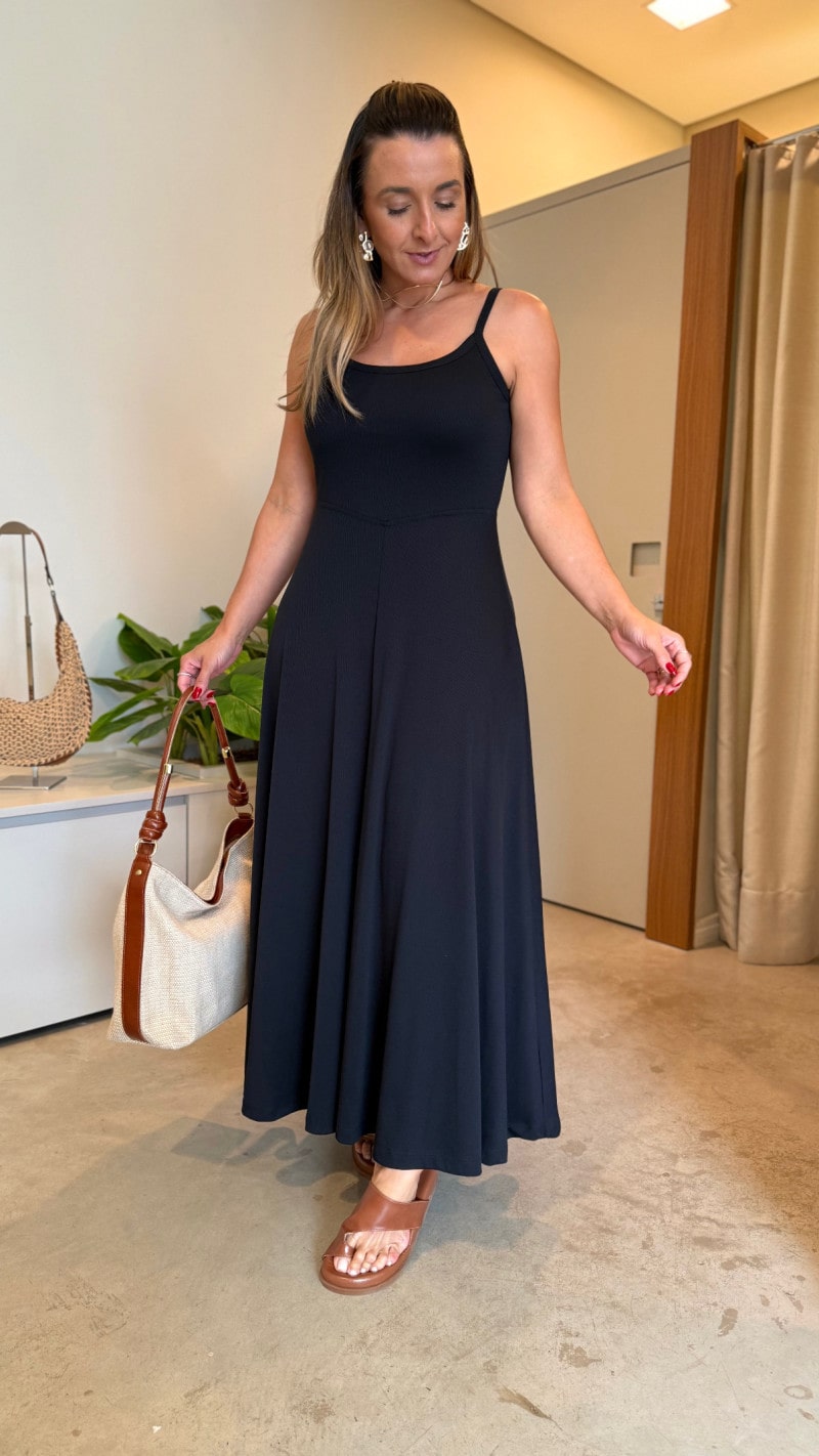Vestido Midi Alcinha Canelado Bruna