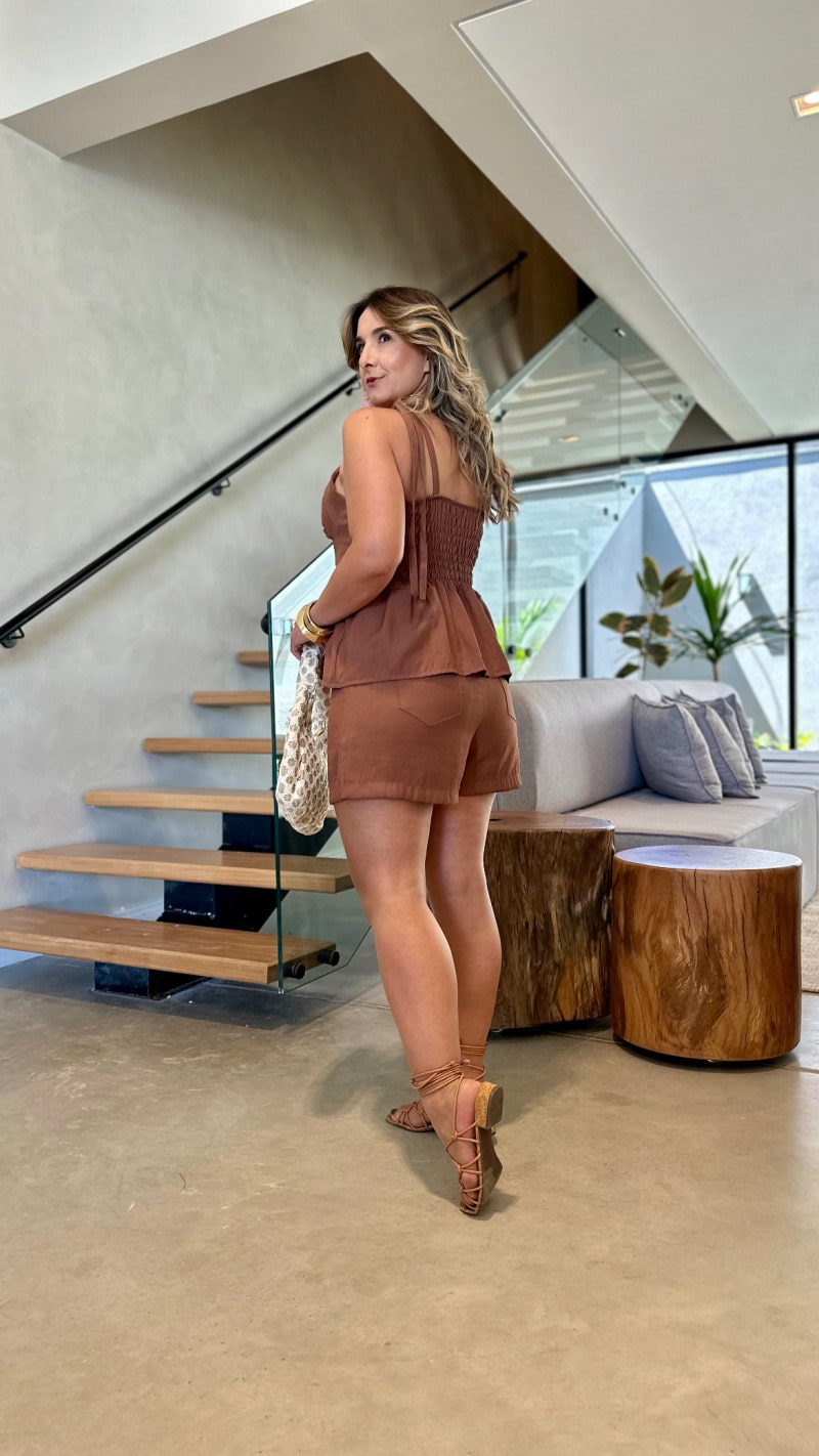 Conjunto Blusa Peplun E Short Dara