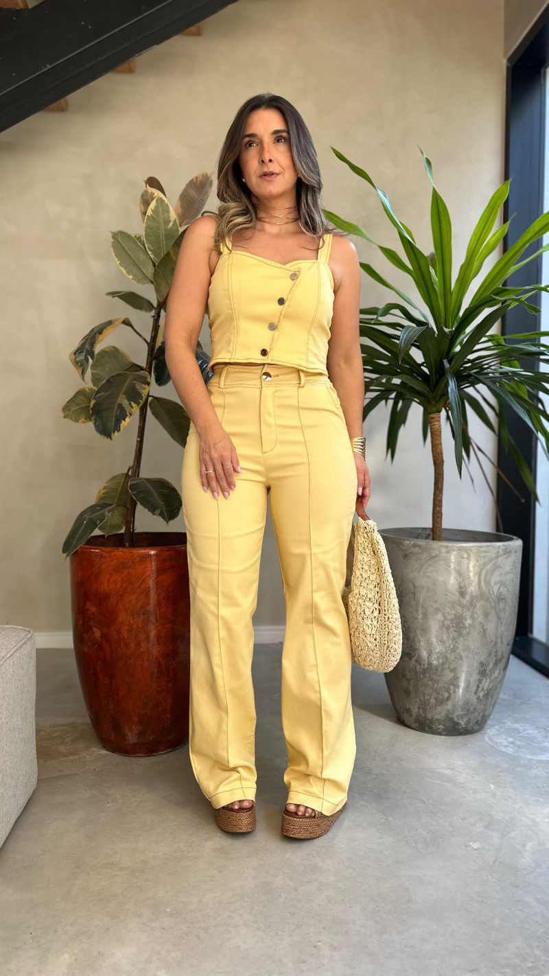 Conjunto Cropped E Calça Sarja Tainá